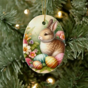 Osterbaum-Hängeschmuck Hasen-Kaninchen Keramik Ornament