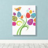 Osterbaum mit farbigen Eiern und Blume Leinwanddruck (Insitu (Holzboden))