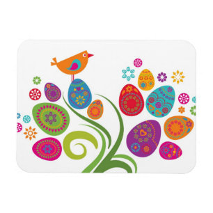 Osterbaum mit farbigen Eiern und Blume Magnet