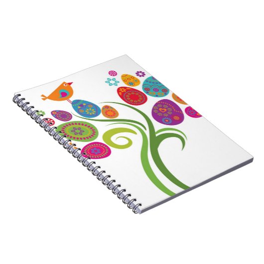 Osterbaum mit farbigen Eiern und Blume Notizblock (Rechte Seite)