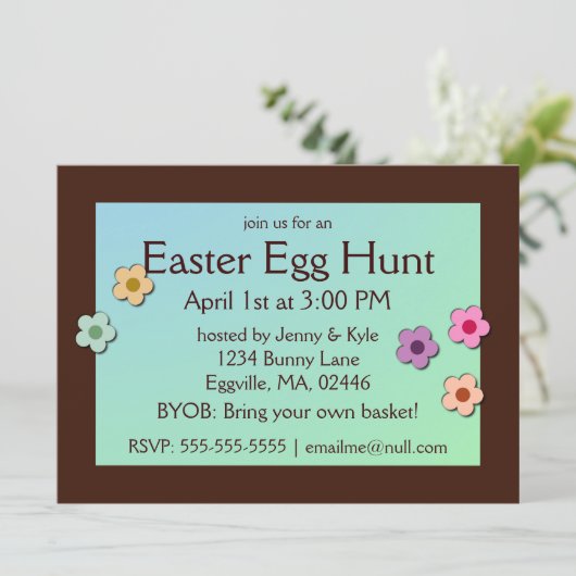 Osterbaum und Blume Einladung (Stehend Vorderseite)