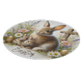 Osterbäume, goldene Eier, Frühlingsblumen Schneidebrett (Ecke)