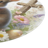 Osterbäume, goldene Eier, Frühlingsblumen Schneidebrett (Ecke)