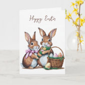 Osterbäume mit Eiern Karte (Gelbe Blume)