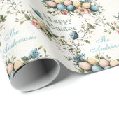 Osterbäume & Pastell-Eier Aquarell-Blumen Geschenkpapier (Rolleneckpunkt)
