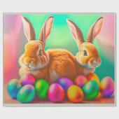 Osterbäume und bunte Eiersammlung Geschenkpapier (Flach)