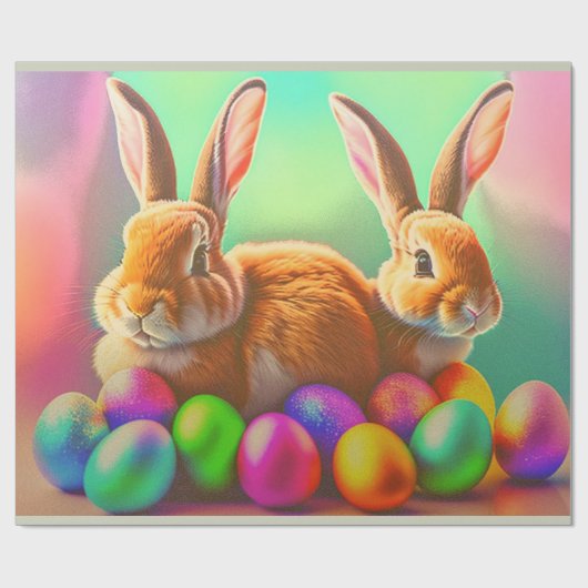 Osterbäume und bunte Eiersammlung Geschenkpapier (Flach)