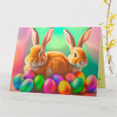 Osterbäume und bunte Eiersammlung Karte (Gelbe Blume)