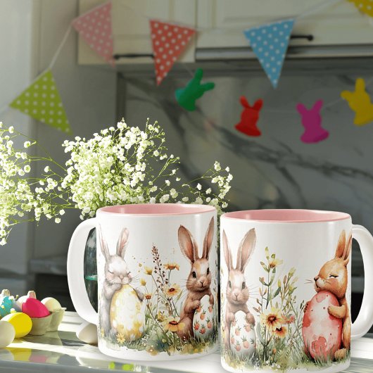 Osterbäume und dekorierte Eier Keramik Tasse