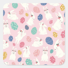 Osterbäume und -eier quadratischer aufkleber