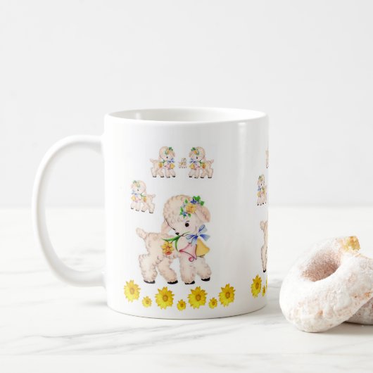 Osterbecher Schafe Kaffeetasse (Mit Donut)