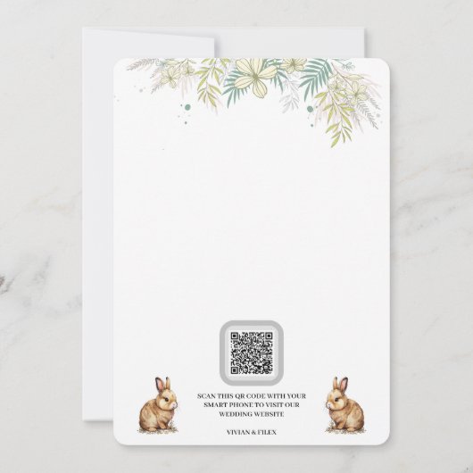 Osterbeispiel Mini-Flora-Kaninchen und Ei-Hochzeit Einladung (Rückseite)