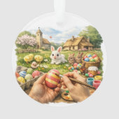 Osterbemalungs-Szene-Ornament Ornament (Rückseite)