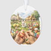 Osterbemalungs-Szene-Ornament Ornament (Vorderseite)