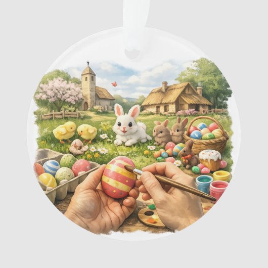 Osterbemalungs-Szene-Ornament Ornament (Vorderseite)