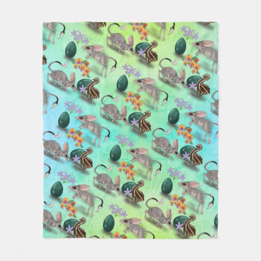 Osterbilby und australische Blume Fleecedecke (Vorderseite)