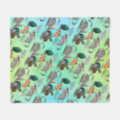 Osterbilby und australische Blume Fleecedecke (Vorderseite (Horizontal))