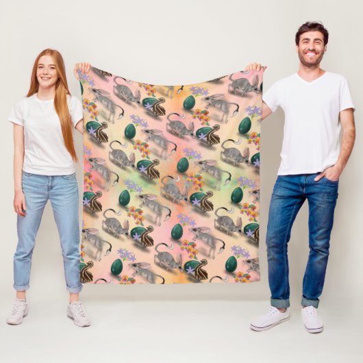 Osterbilby und australische Blume Fleecedecke (Beispiel)