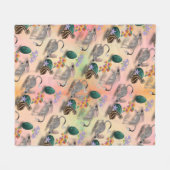 Osterbilby und australische Blume Fleecedecke (Vorderseite (Horizontal))