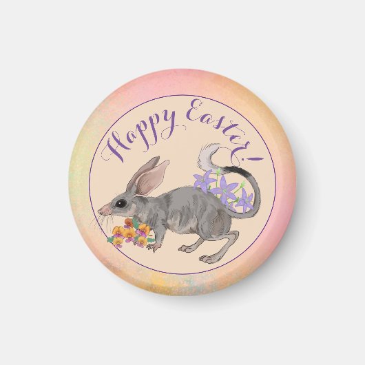 Osterbilby und australische Blume Frohe Ostern abe Magnet (Vorne)