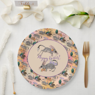 Osterbilby und australische Blume Frohes Ostern  Pappteller