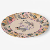 Osterbilby und australische Blume Frohes Ostern Pappteller (Schrägansicht)