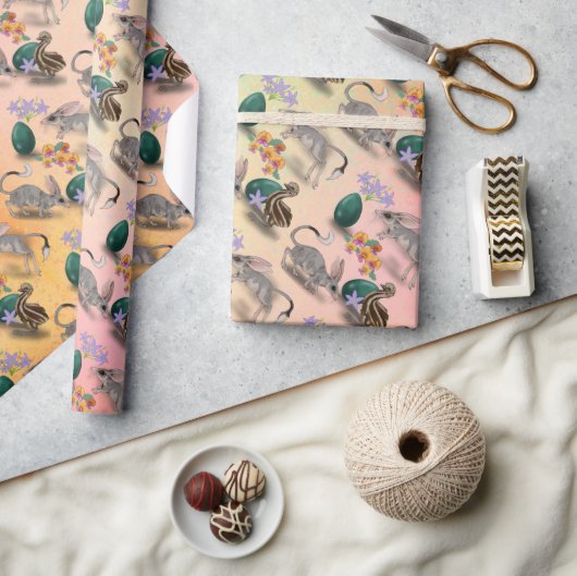 Osterbilby und australische Blume Geschenkpapier (Kunsthandwerk)