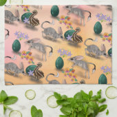 Osterbilby und australische Blume Geschirrtuch (Gefaltet)