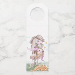 Osterbild mit Pferd und Osterhasen Flaschenanhänger