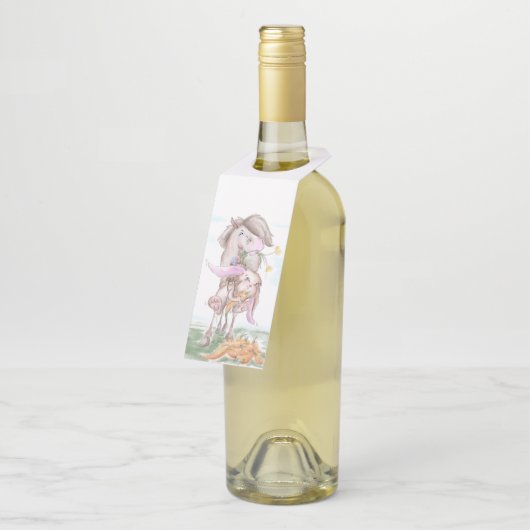 Osterbild mit Pferd und Osterhasen Flaschenanhänger (Angewinkelt)