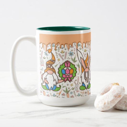 Osterblase Gnomes Spring Zweifarbige Tasse (Mit Donut)