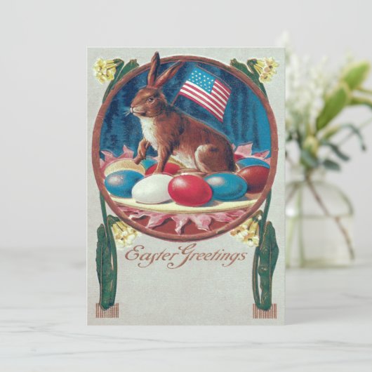 Osterblasen-farbiges Ei - Amerikanische Flagge Einladung (Stehend Vorderseite)