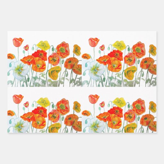 Osterblasen Mohnblume Blume Muster Wasserfarbe Geschenkpapier Set (Vorderseite 3)
