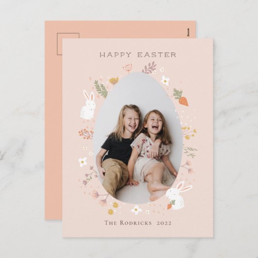 Osterblättern Foto Postkarte (Vorne/Hinten)