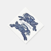 Osterblau-weiße orientalische Kaninchen Bunny Delf Serviette (Ecke)