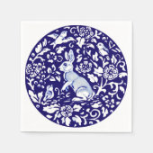 Osterblau - Weißes Kaninchen Stehend Bunny Delft K Serviette (Vorderseite)
