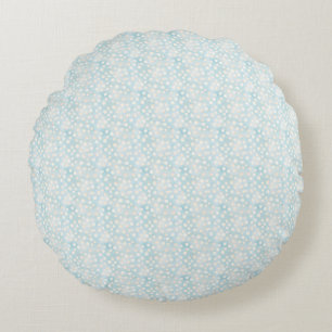 Osterblaue Polka Nahtloser Stoff – Pastell Süß  Rundes Kissen
