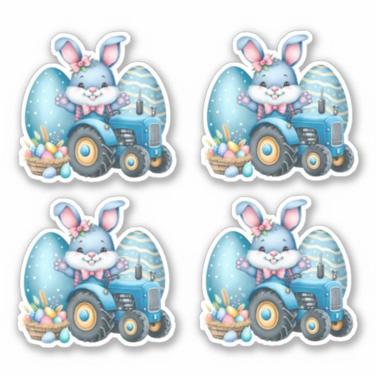 Osterblauer Kanincheneier Aufkleber (Vorderseite)