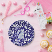 Osterblaues Weißes Kaninchen Sitzgelegenheit Bunny Pappteller (Party)