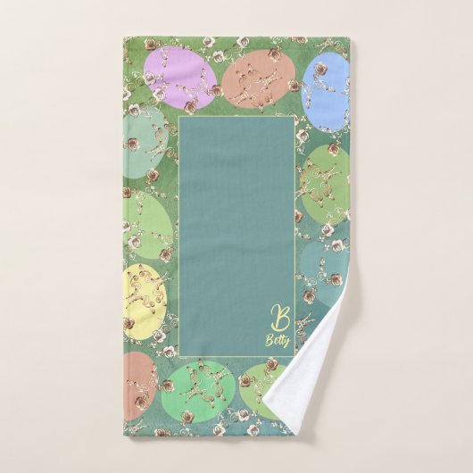 Osterblich Graue Pastell Eier & Rose Handtuch Badhandtuch Set (Handtuch)