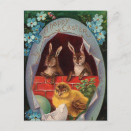 Osterbliche Bunnien und Vintage Postkarte