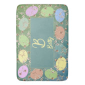 Osterbliche, graue Pasteleier und Rose Badematte (Vorderseite Vertikal)