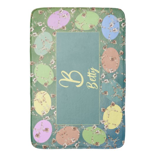 Osterbliche, graue Pasteleier und Rose Badematte (Vorderseite Vertikal)