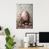 Osterblumen-Ei-Druck, Frühling Vintage-Ei Poster (Heimbüro)