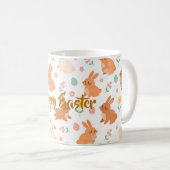 Osterblumen-Ei-Hasen-Muster Kaffeetasse (VorderseiteRechts)