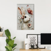 Osterblumen-Hasen-Druck, Frühling-Hase Poster (Heimbüro)