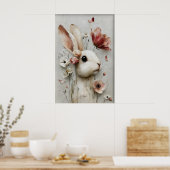Osterblumen-Hasen-Druck, Frühling-Hase Poster (Küche)