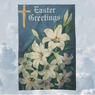 Osterblumen im Vintage-Stil, weiße viktorianische Geschirrtuch