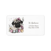 Osterblüte im Mops Adressaufkleber (Vorne)