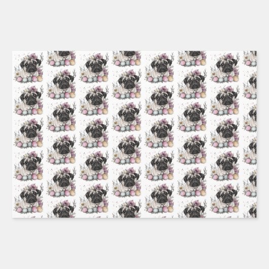 Osterblüte im Mops Geschenkpapier Set (Vorderseite)